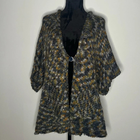 VTG Chunky Wool Jillian Nicole Knit One Button Cardigan Sweater - Picture 2 of 15